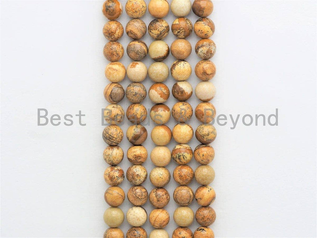 Quality Natural Picture Jasper Beads, Round Smooth 6mm/8mm/10mm/12mm beads, Brown Gemstone, 15.5inch strand, SKU#U424