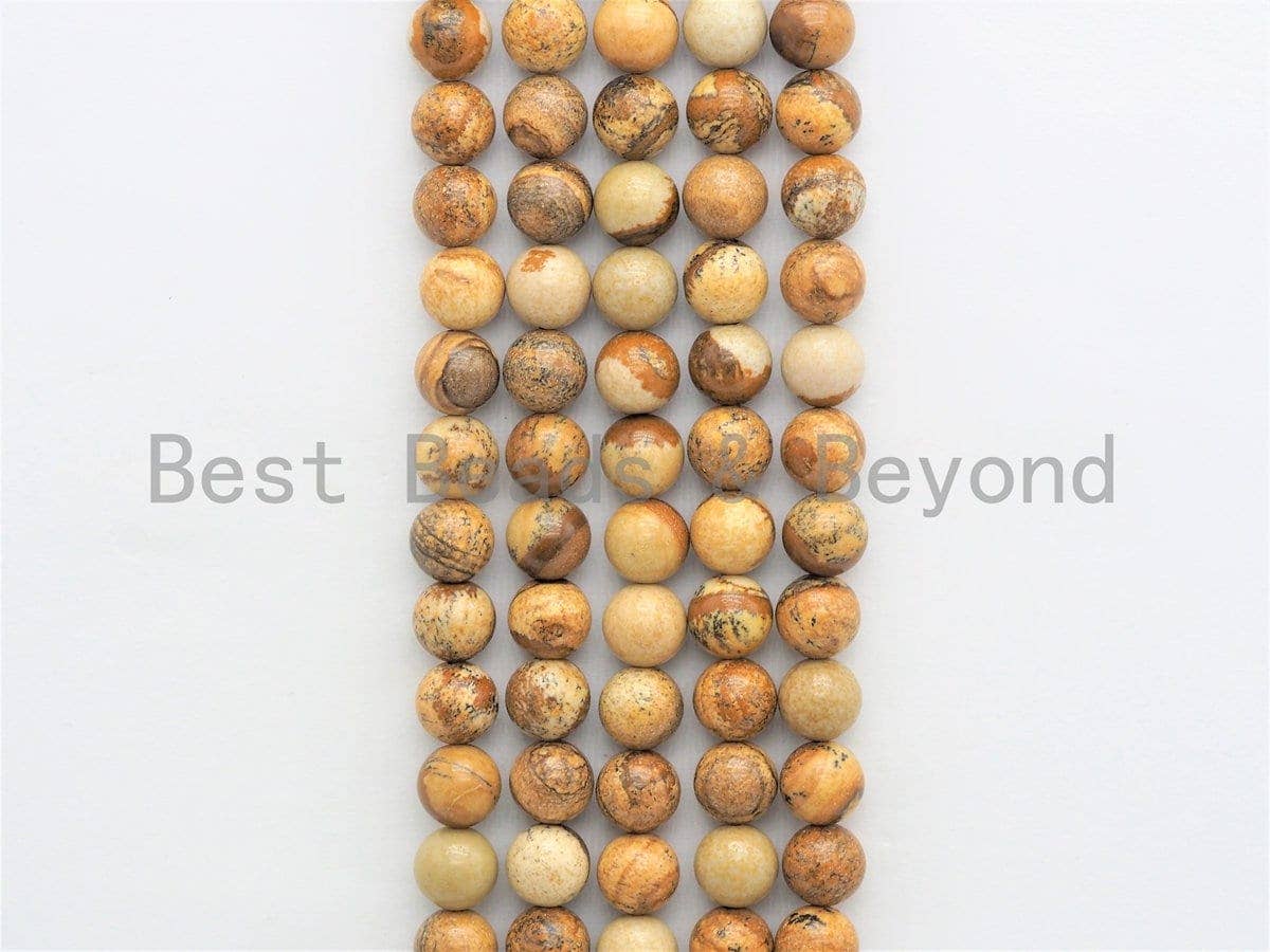 Quality Natural Picture Jasper Beads, Round Smooth 6mm/8mm/10mm/12mm beads, Brown Gemstone, 15.5inch strand, SKU#U424