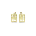 Gold Radial Sun Rectangle Shape Charm, Sku#Y891