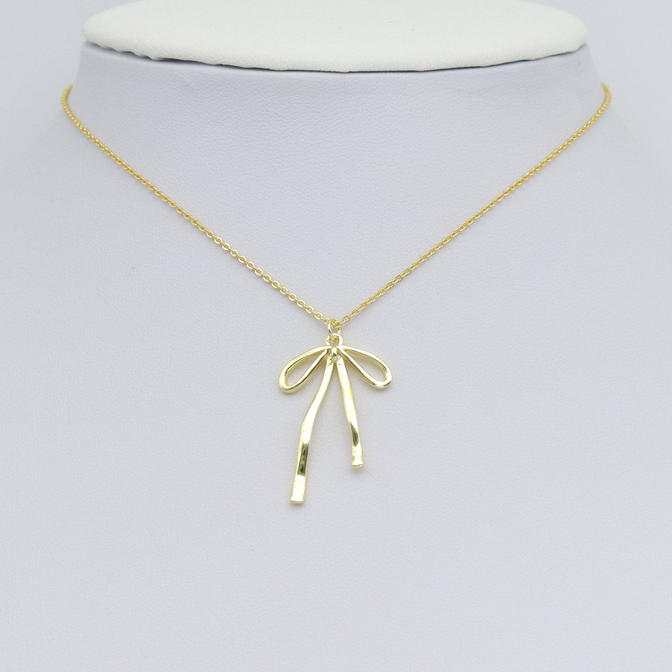 Slinky Gold Bow Shape Charm Pendant, Sku#LD665