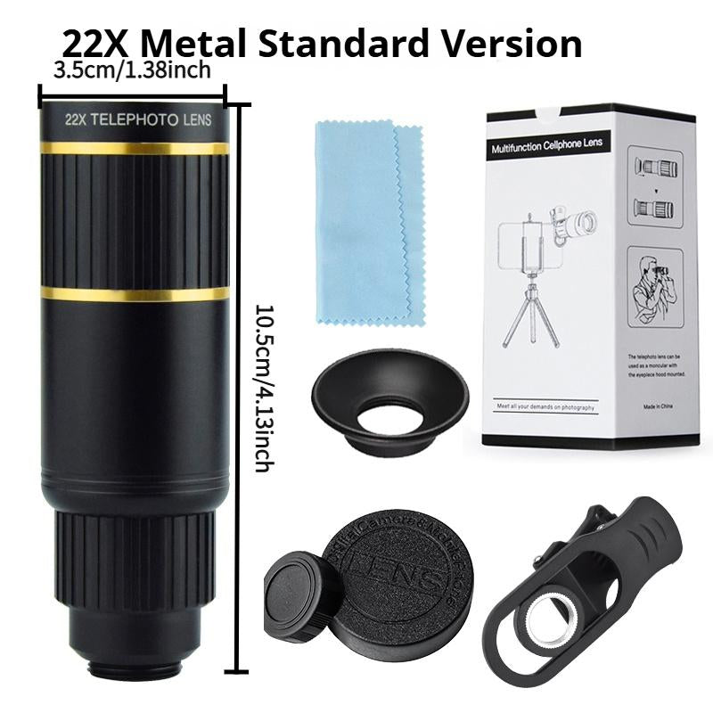 HD 22X Optical Zoom Mobile Phone Lens Universal Clip-On Telescope, Hunting, Camping, Mountaineering, Outdoor Fishing