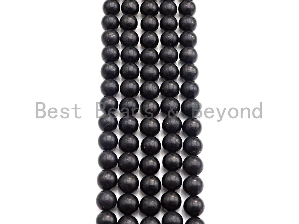 High Quality Natural Shungite Smooth Round Beads, High Energy, 4mm/6mm/8mm/10mm/12mm Shungite Beads, 15.5" Strand, sku#U943