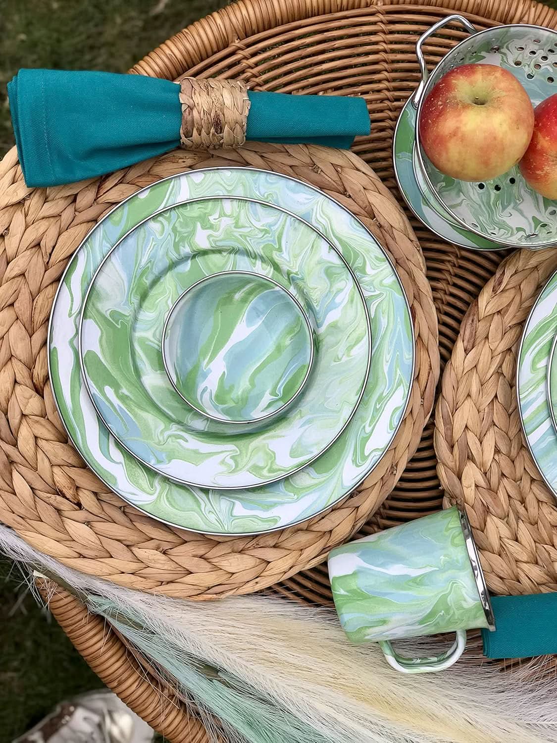 Golden Rabbit Enamelware Modern Monet Salad Bowls - Set of 4