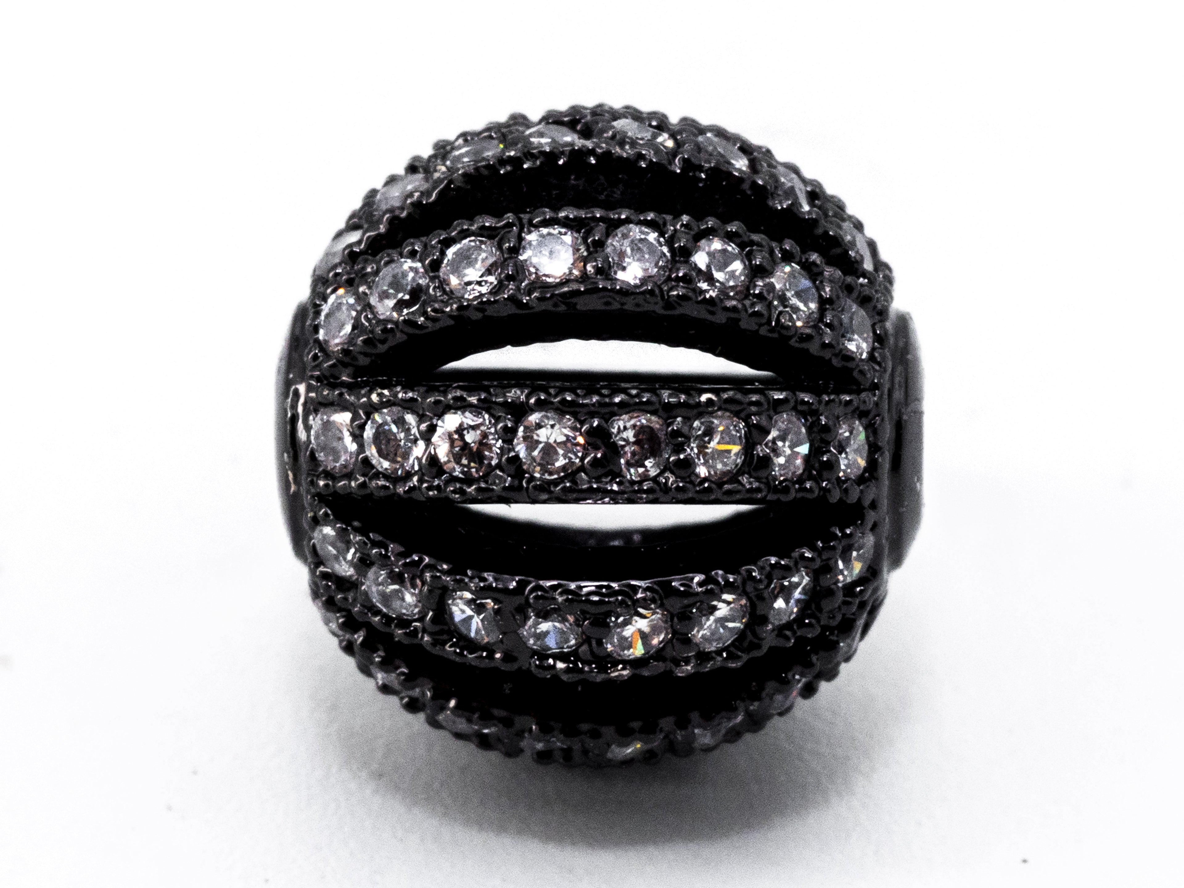 8mm/9.5mm/12mm CZ Micro Pave Shamballa Round Cage Spacer Beads, sku#G302