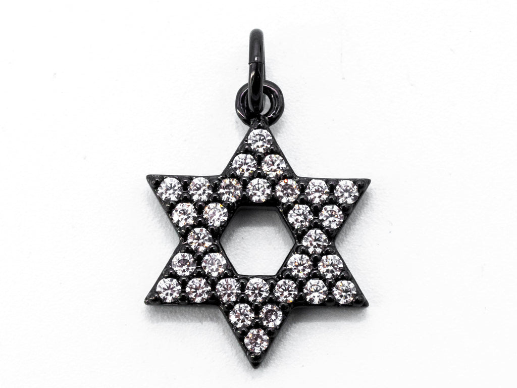 CZ Micro Pave Star of David Charm, Bracelet Necklace Cubic Zirconia Pendant Charm, 13x17mm,sku#Y14