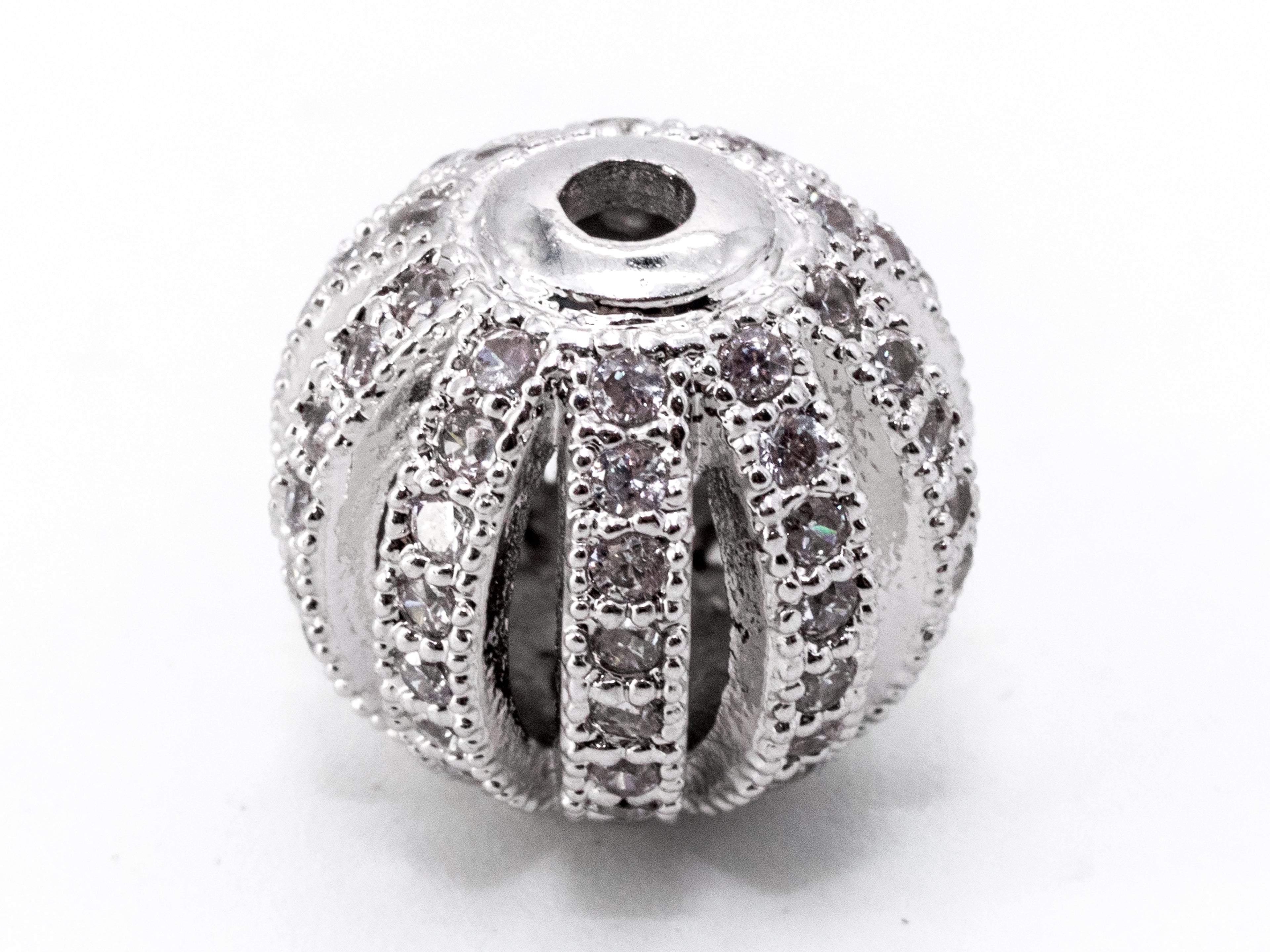 8mm/9.5mm/12mm CZ Micro Pave Shamballa Round Cage Spacer Beads, sku#G302