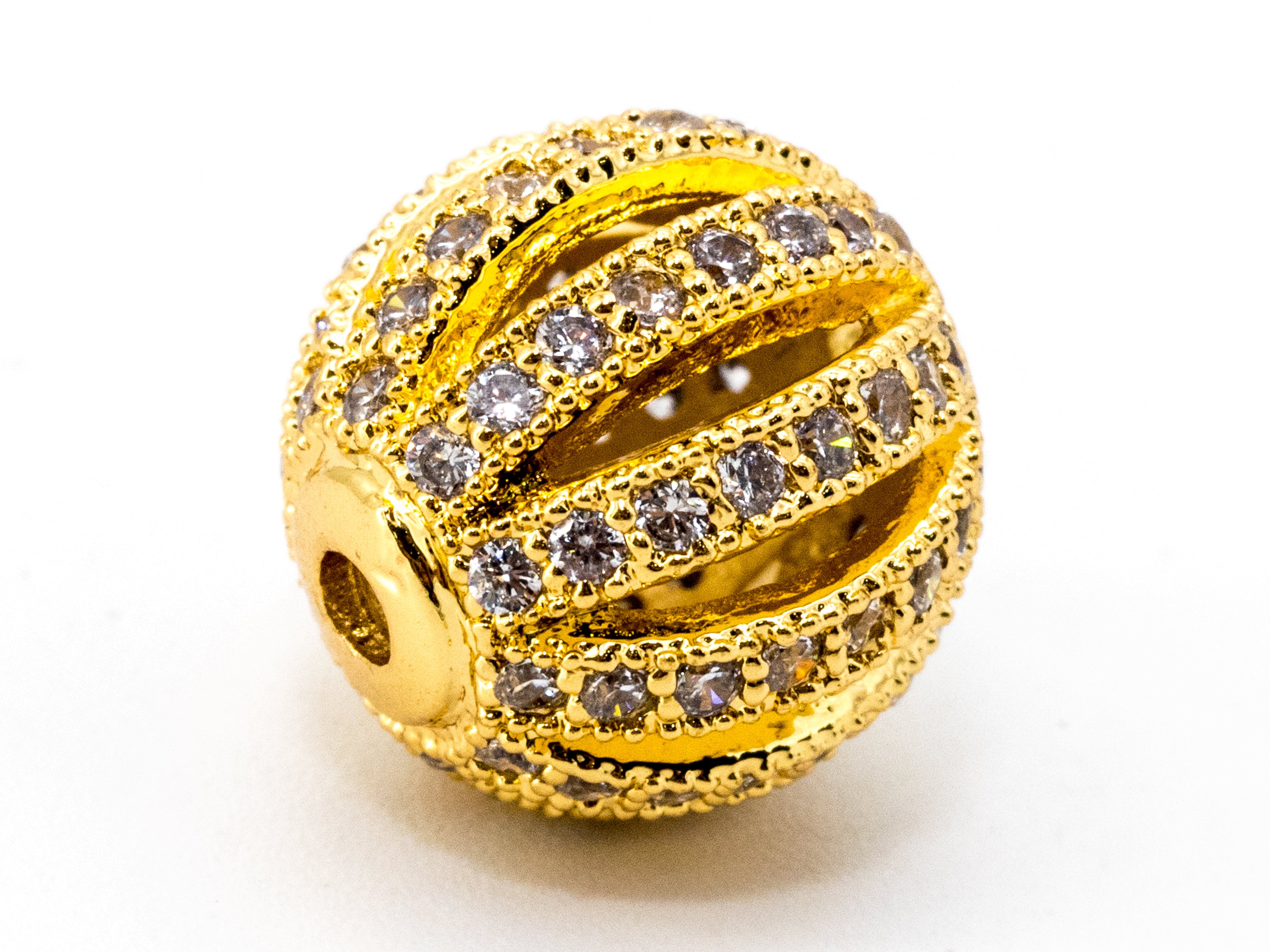 8mm/9.5mm/12mm CZ Micro Pave Shamballa Round Cage Spacer Beads, sku#G302