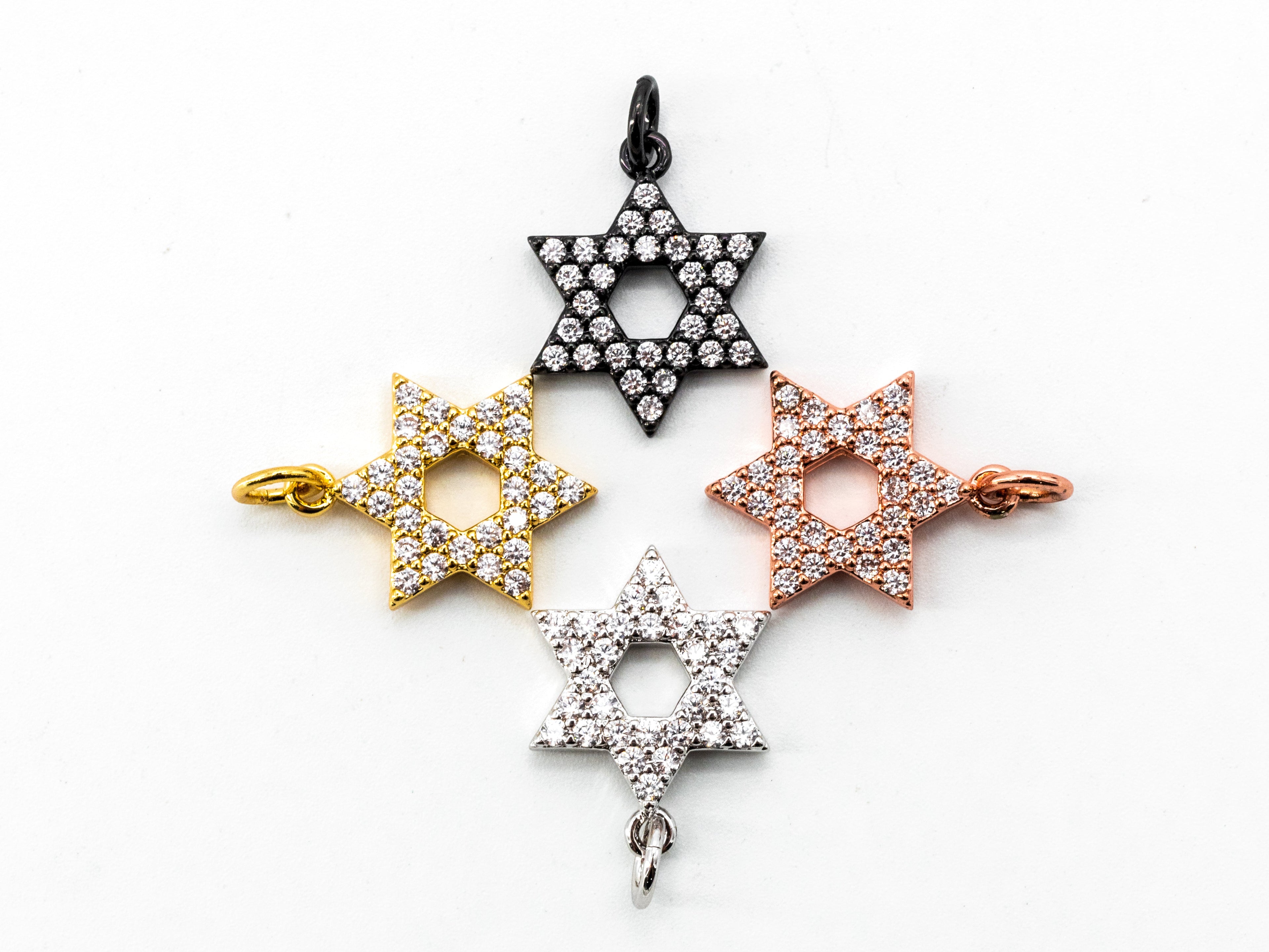 CZ Micro Pave Star of David Charm, Bracelet Necklace Cubic Zirconia Pendant Charm, 13x17mm,sku#Y14