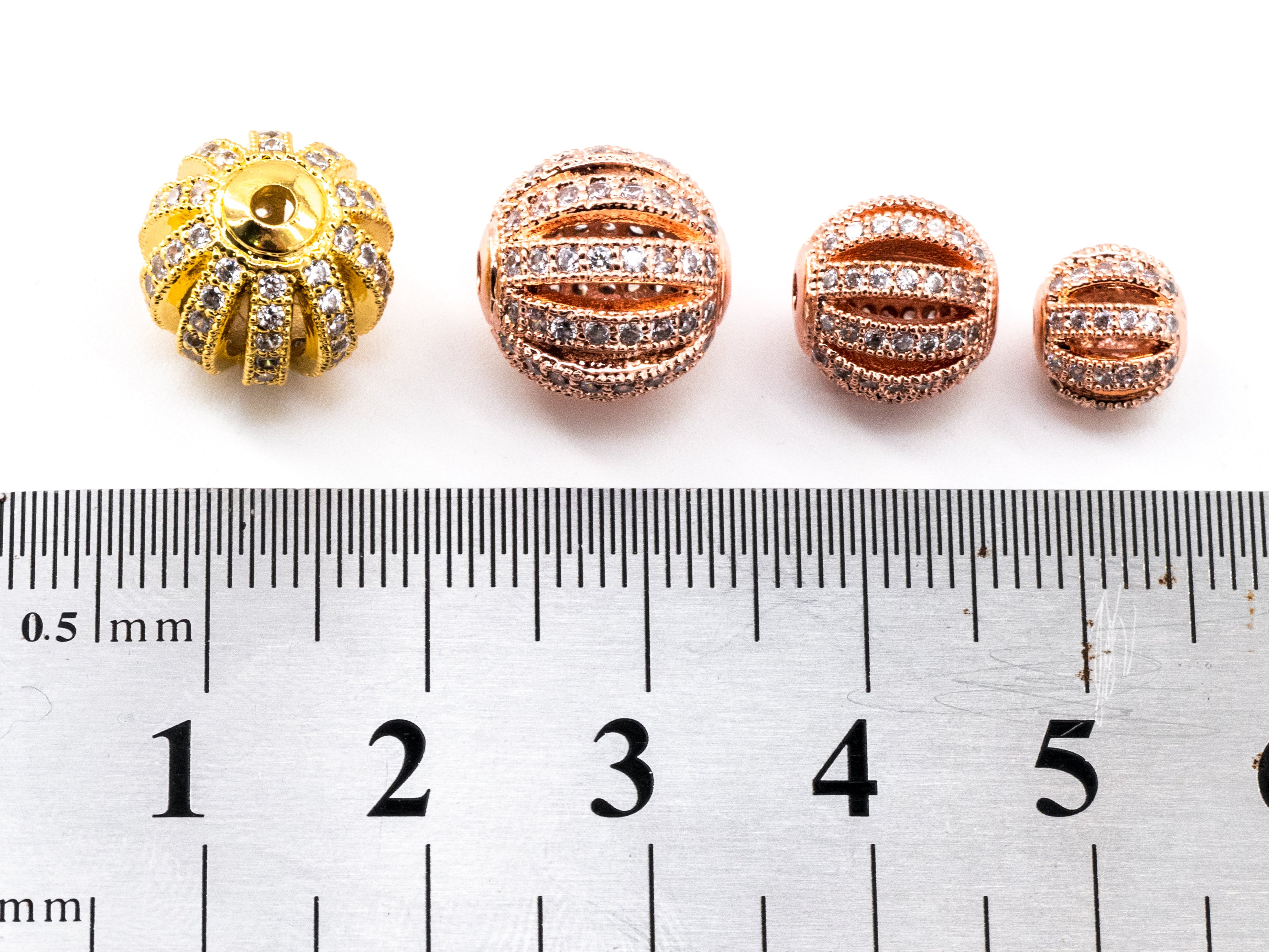 8mm/9.5mm/12mm CZ Micro Pave Shamballa Round Cage Spacer Beads, sku#G302