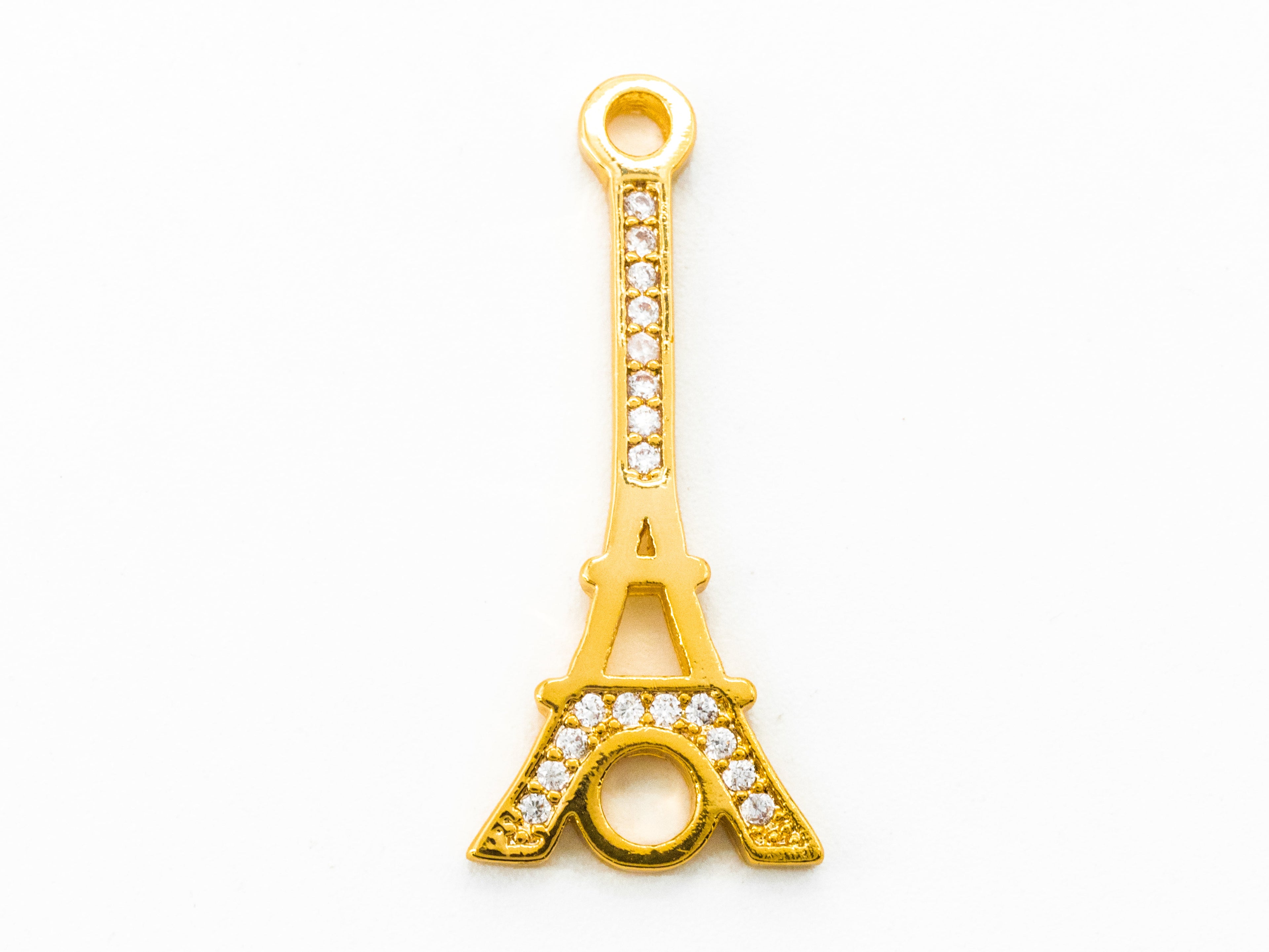 CZ Micro Pave Eiffel Tower Connector/Link, Cubic Zirconia Bracelet Necklace Connector, Pave Charm, 10x25mm,sku#Y22