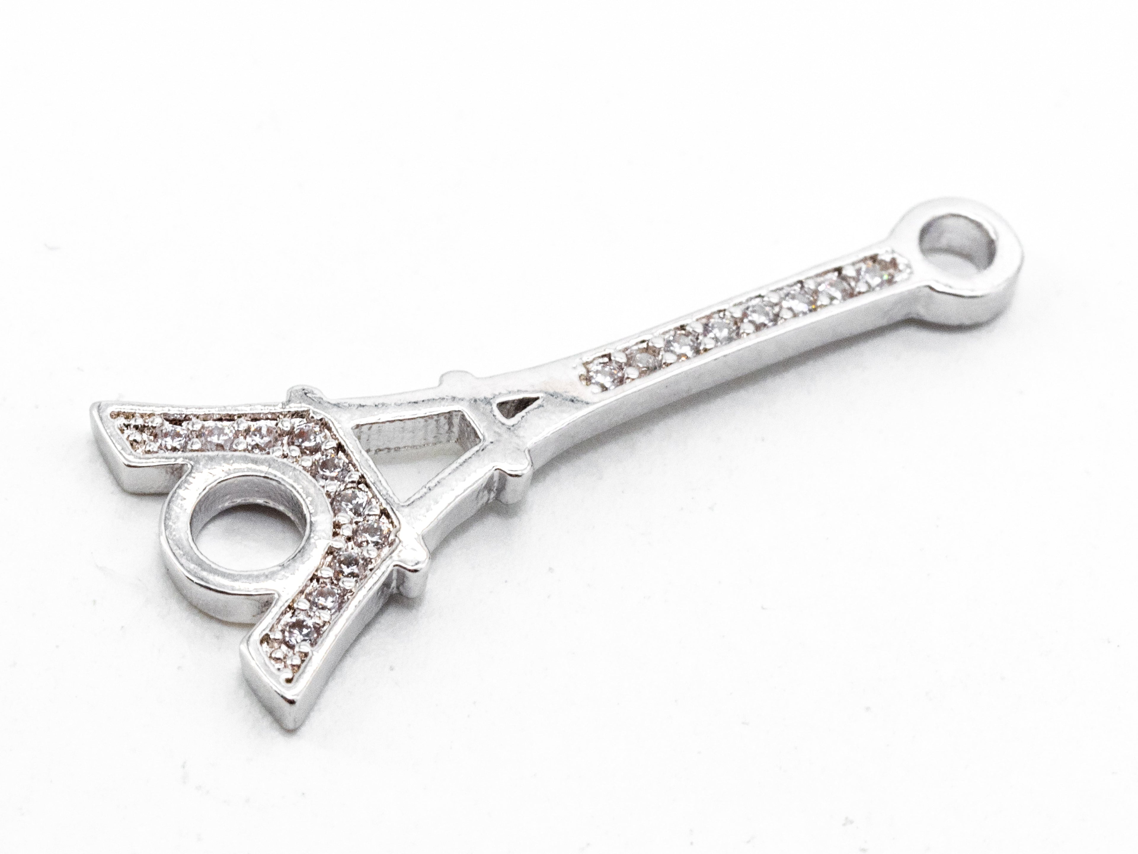CZ Micro Pave Eiffel Tower Connector/Link, Cubic Zirconia Bracelet Necklace Connector, Pave Charm, 10x25mm,sku#Y22