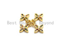 CZ Colorful Micro Pave Gold Flower Charm/Pendant, Flower Shaped Pave Pendant, Gold plated, 10x12mm, Sku#F732