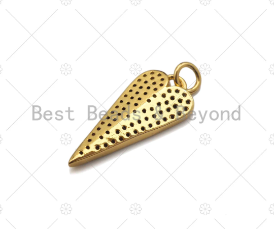 Dual Color Micro Pave Triangle Heart Shape Pendant/Charm,Cubic Zirconia Charm, Necklace Bracelet Charm Pendant,9x21mm, Sku#Z1276