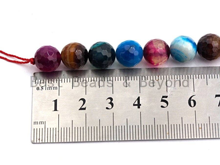 High Quality Faceted Colorful Banded Agate beads, 6mm/8mm/10mm/12mm Rainbow Agate Gemstone beads, 15.5inch strand, SKU#U454