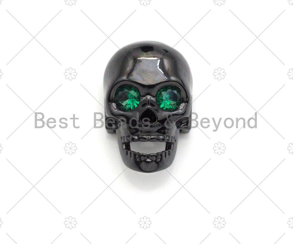 Pave Paracord Sliding Skull Beads, Skull Spacer Beads, Men's Bracelet Making Charm, Skull Pave Beads, 10x15mm,sku#Y299