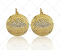 18K Gold Finish Evil Eye On Round Coin Shape Pendant, Round Charm, Evil Eye Pave Pendant, Gold plated, 20mm, Sku#LK62