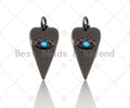 Turquoise CZ Micro Pave Evil Eye Pendant/Charm, Gunmetal/Gold Cubic Zirconia Carrot Shape Pendant Charm, 11x21mm,sku#Y258