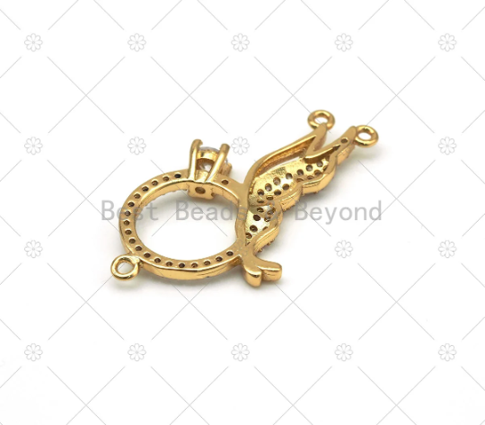 CZ Micro Pave Dolphin On Round Ring Shape Pendant, 18K Gold Filled Dolphin Charm, Necklace Bracelet Charm Pendant, Sku#LK553