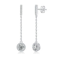 925 Sterling Silver 1Ct Moissanite Round Drop Tassel Earrings For Women