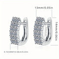 925 Sterling Silver Moissanite Double Row Stud Earrings 0.72ct x2 Simple