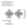 925 Sterling Silver 2ct Moissanite Four-Leaf Clover Stud Earrings Women