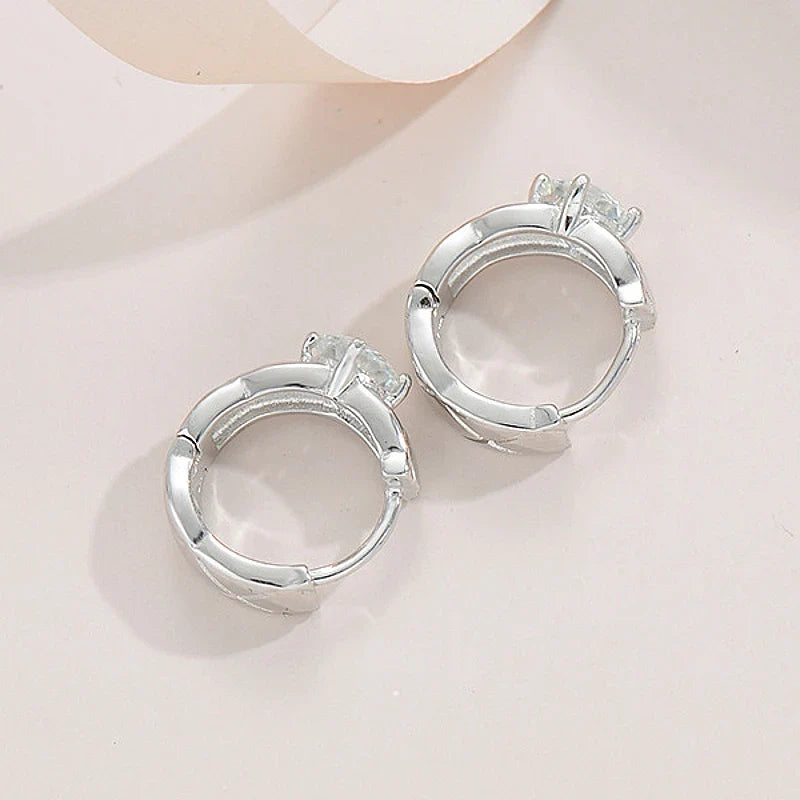 925 Sterling Silver Moissanite Hoop Earrings 0.50ctw Luxury Gifts for Women