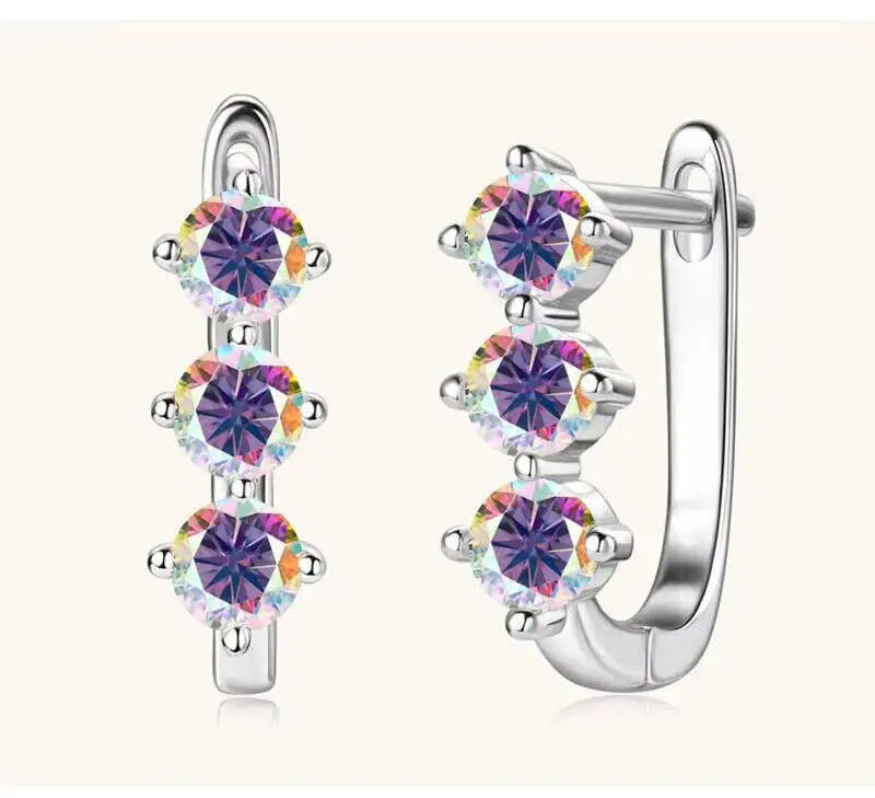 925 Sterling Silver Moissanite Hoop Earrings.1ct 6D For Women Valentine Gift