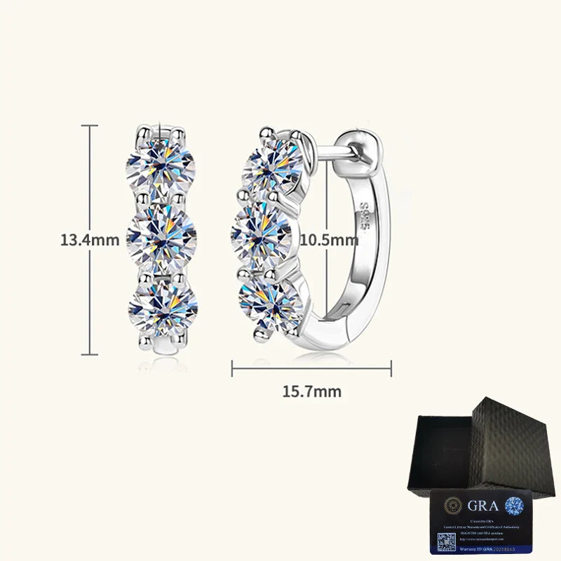 925 Sterling Silver Moissanite Hoop Earrings - Sparkling Gift for Women