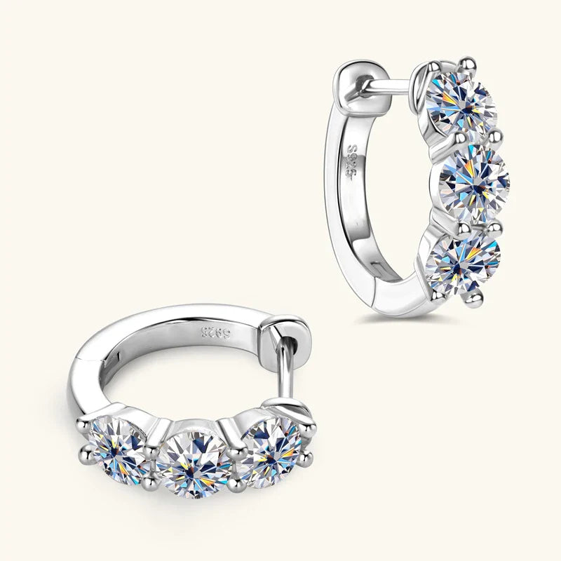 925 Sterling Silver Moissanite Hoop Earrings - Sparkling Gift for Women