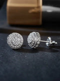 925 Sterling Silver Moissanite Round Stud Earrings - Wedding Birthday Gift