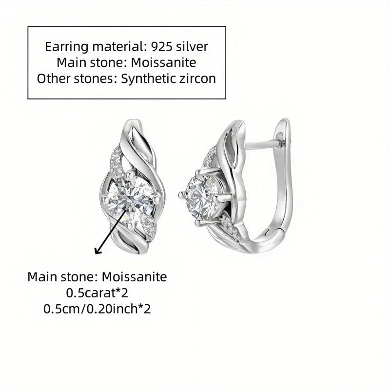 925 Sterling Silver 0.5ct Moissanite Stud Earrings For Couples Women Men
