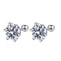925 Sterling Silver Moissanite Stud Earrings 0.5-1ct Pair 6-Claw Screw Back