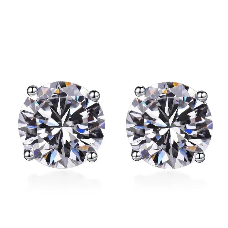 925 Sterling Silver Moissanite Stud Earrings - Round 1ctw Engagement Gift