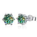 925 Sterling Silver Moissanite Stud Earrings Round VVS1 Pink Yellow Gift