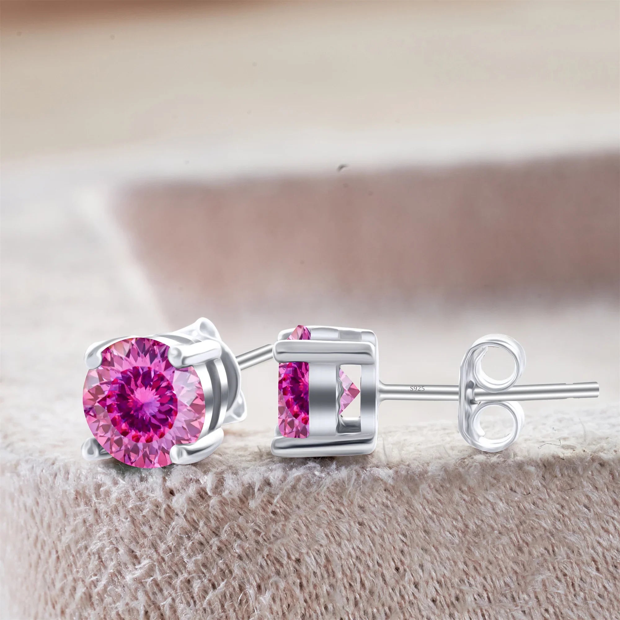 925 Sterling Silver Moissanite Stud Earrings - Round 1ctw Engagement Gift