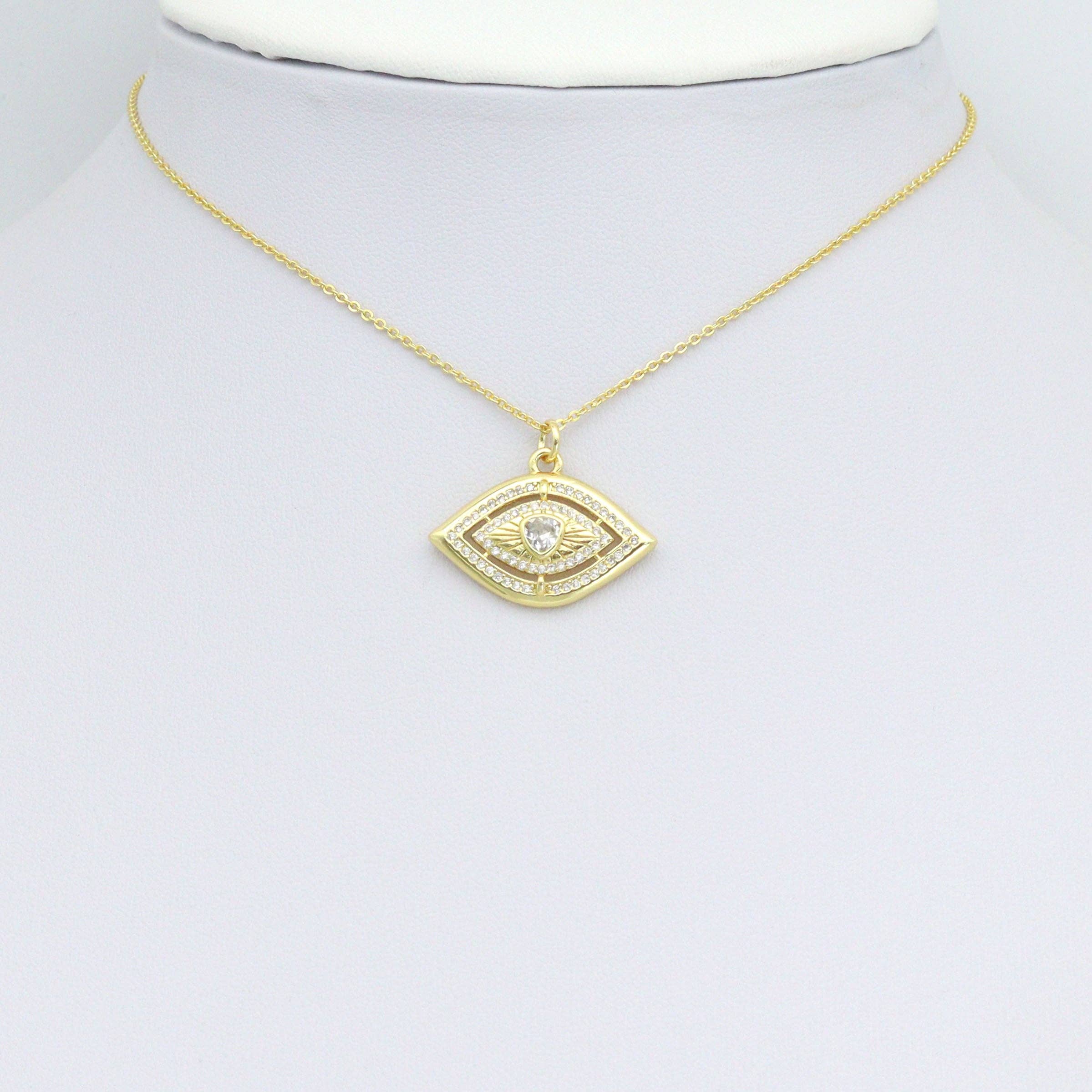 Gold Silver CZ Evil Eye Charm Pendant,Sku#LX850