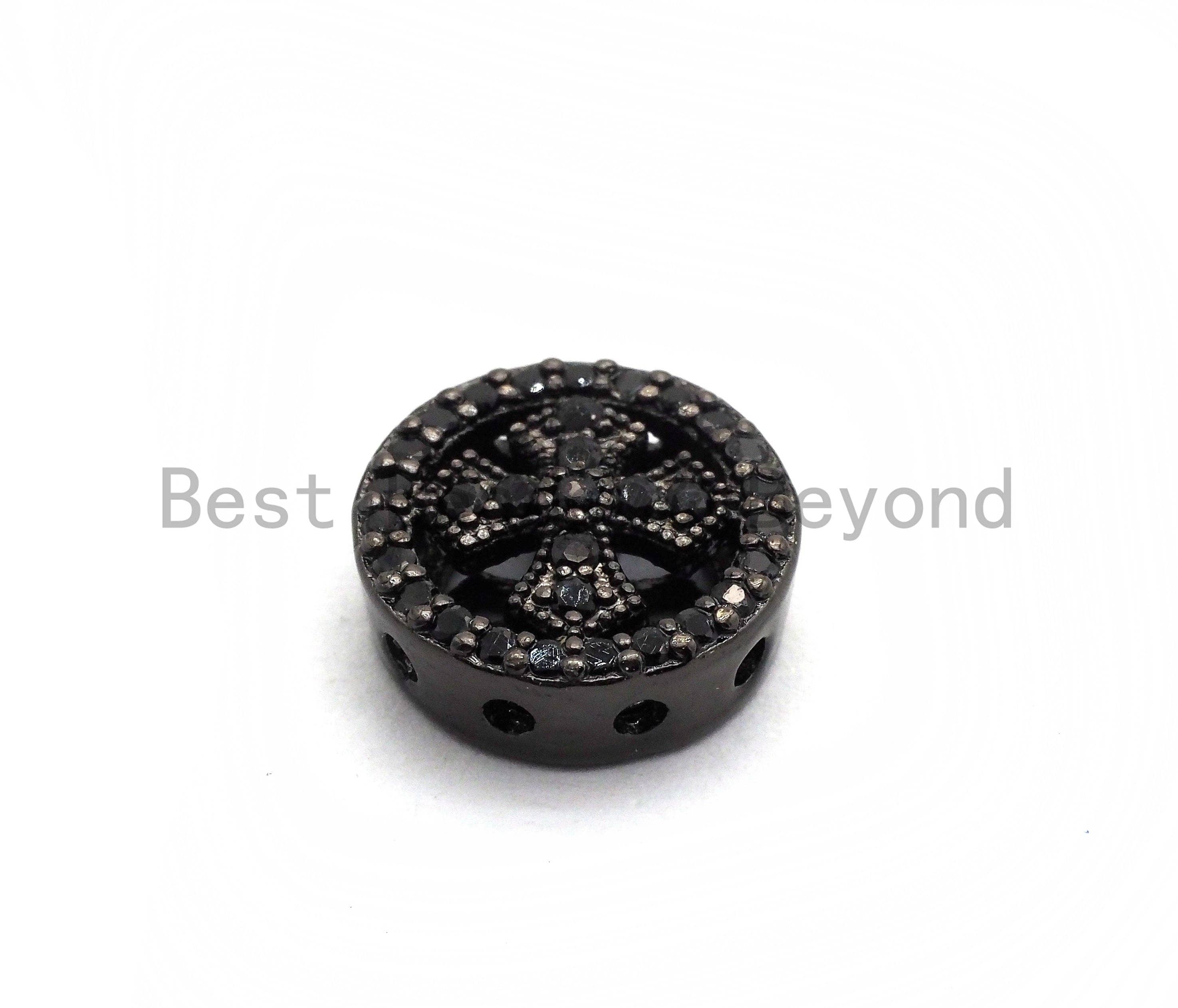 Black CZ Pave Cross Spacer Coin, sku#C99