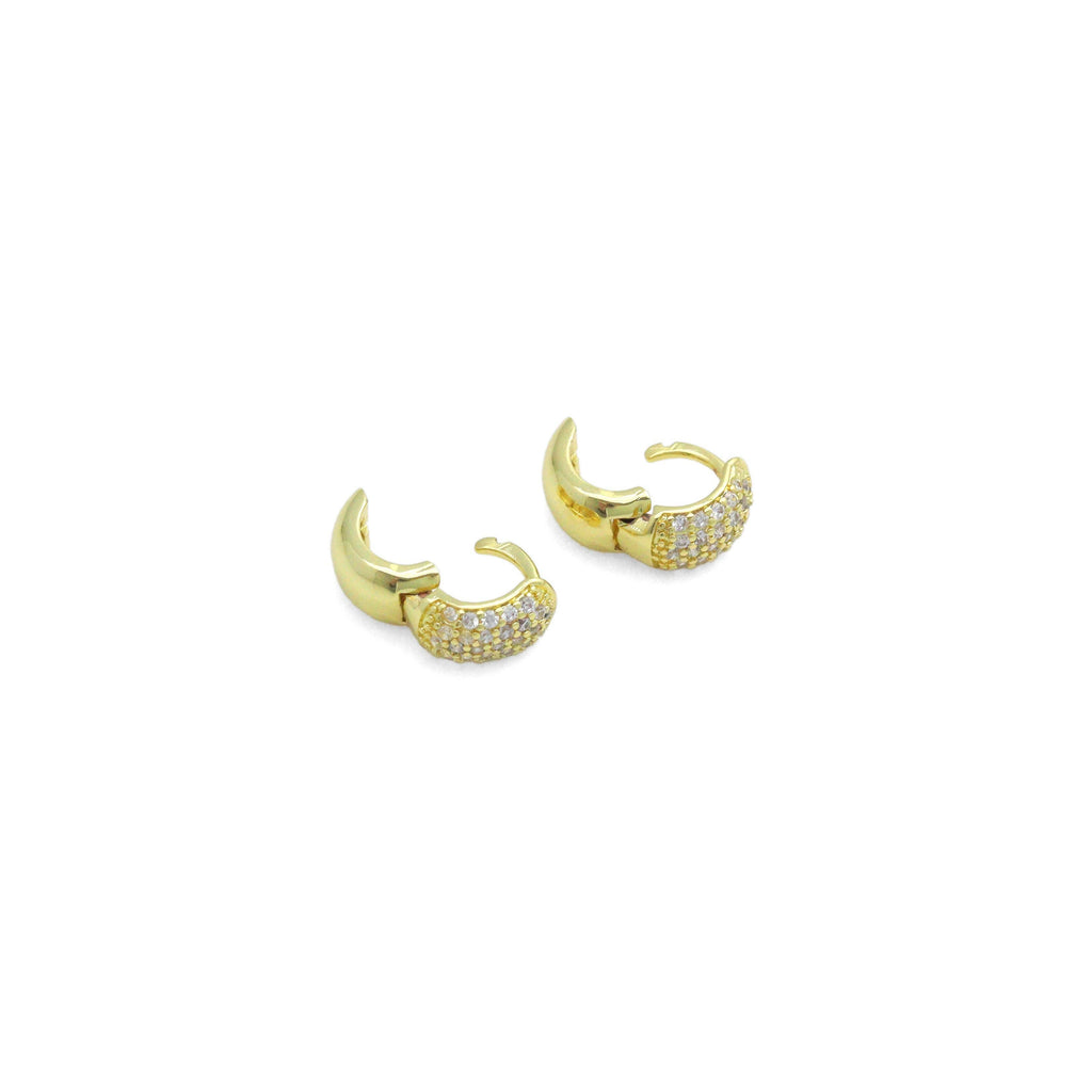 Gold Silver CZ Round Hoop Earrings, Sku#A475