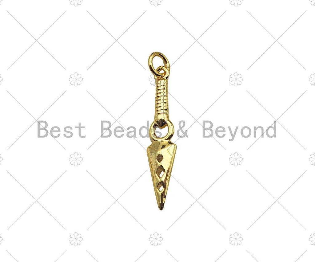 Gold Filled Sword with Holes Shape Pendant, 18K Gold Filled Sword Charm, Necklace Bracelet Charm Pendant, 6x27mm, Sku#Y446