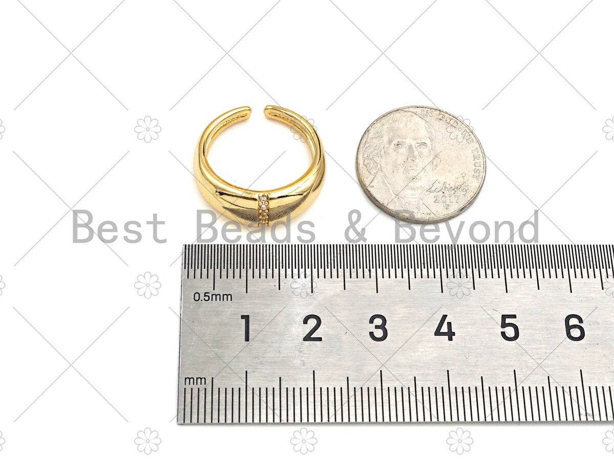 18K Gold Thick Band Adjustable Ring, Open Ring, CZ Pave Ring, Stacking Ring, Statment Ring, Pave Gold Ring,sku#X182