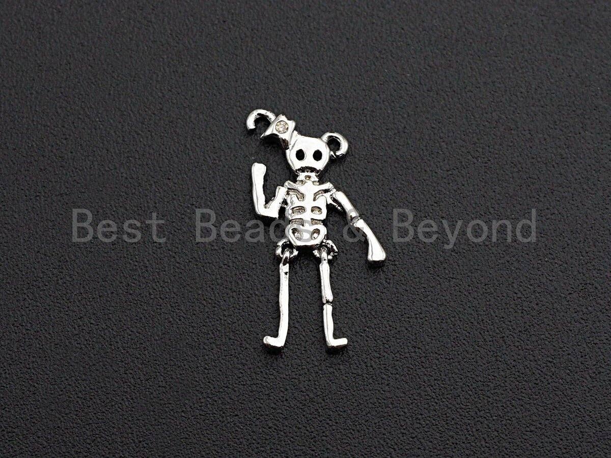 Human Skeleton Zumbie Frame Shaped Pendant/Charm, Dainty Gold Pendant Charm,10x18mm,Sku#Z567