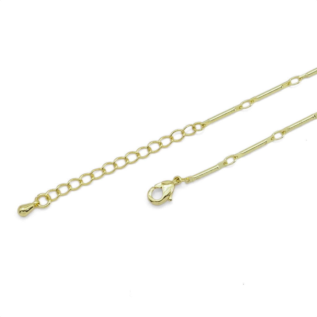 Dainty Bar Chain Teardrop Triangle Dangles Necklace, Sku#EF457
