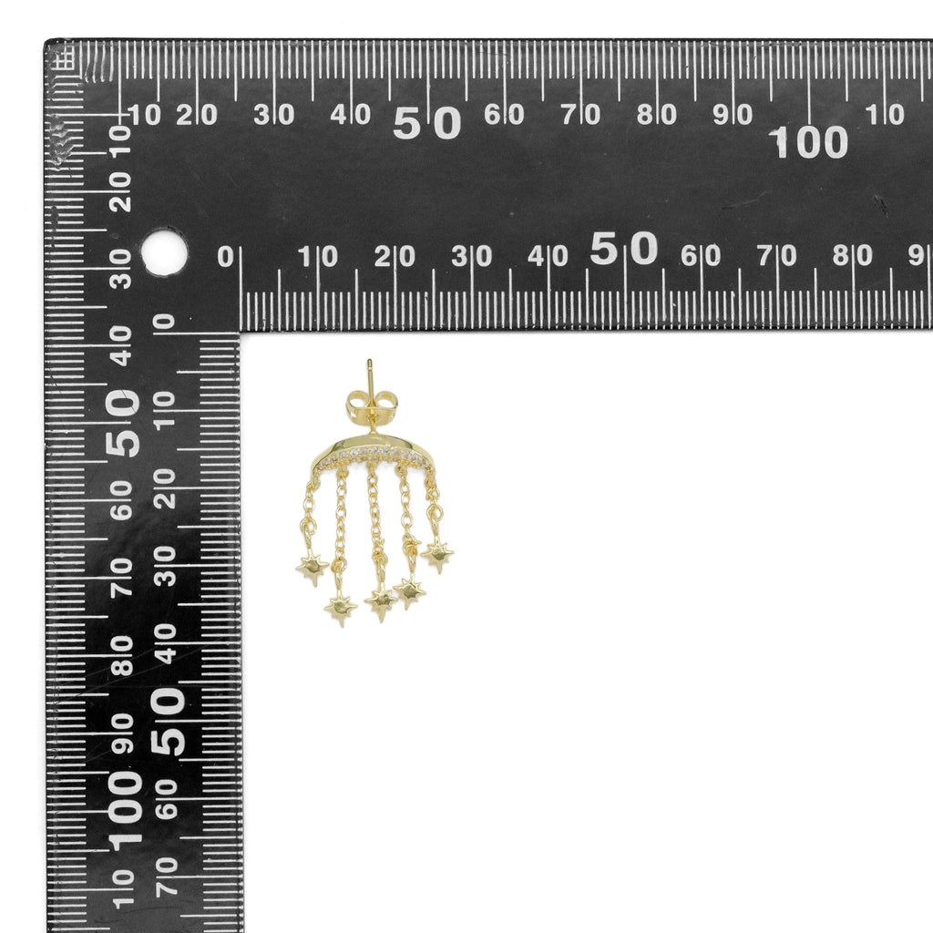 Cresent Moon Dangle Star Dangle Earrings, Sku#LD529