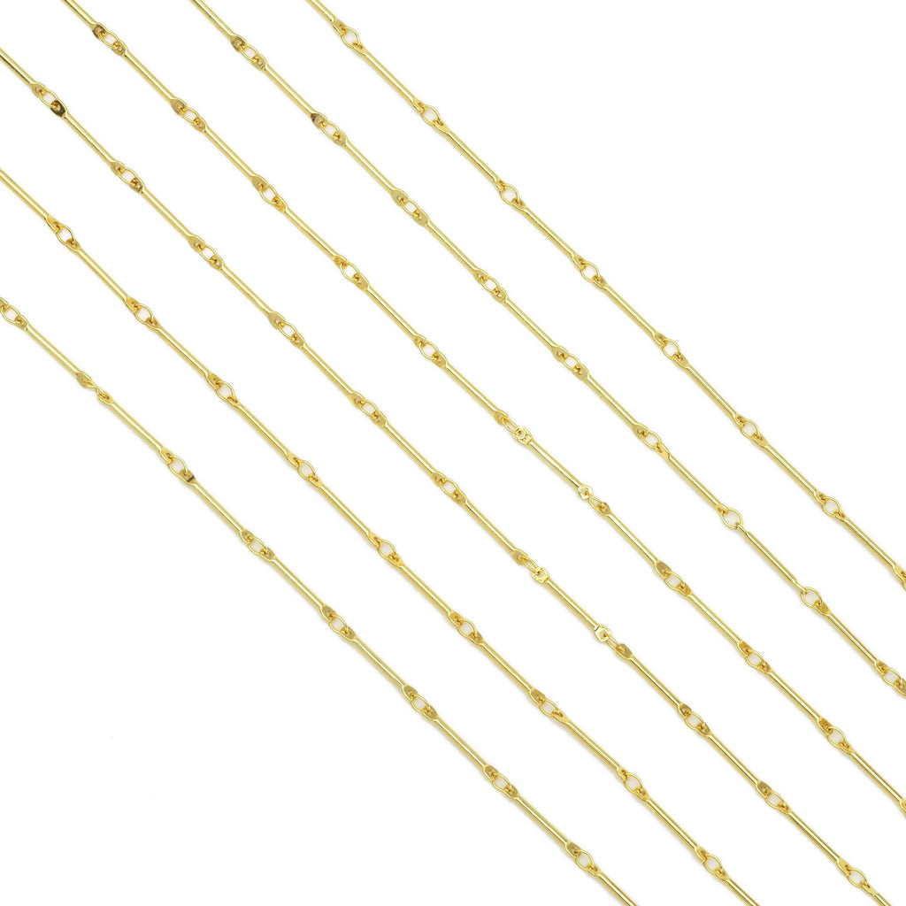 Gold Dainty Bar Link chain by Yard, Y865