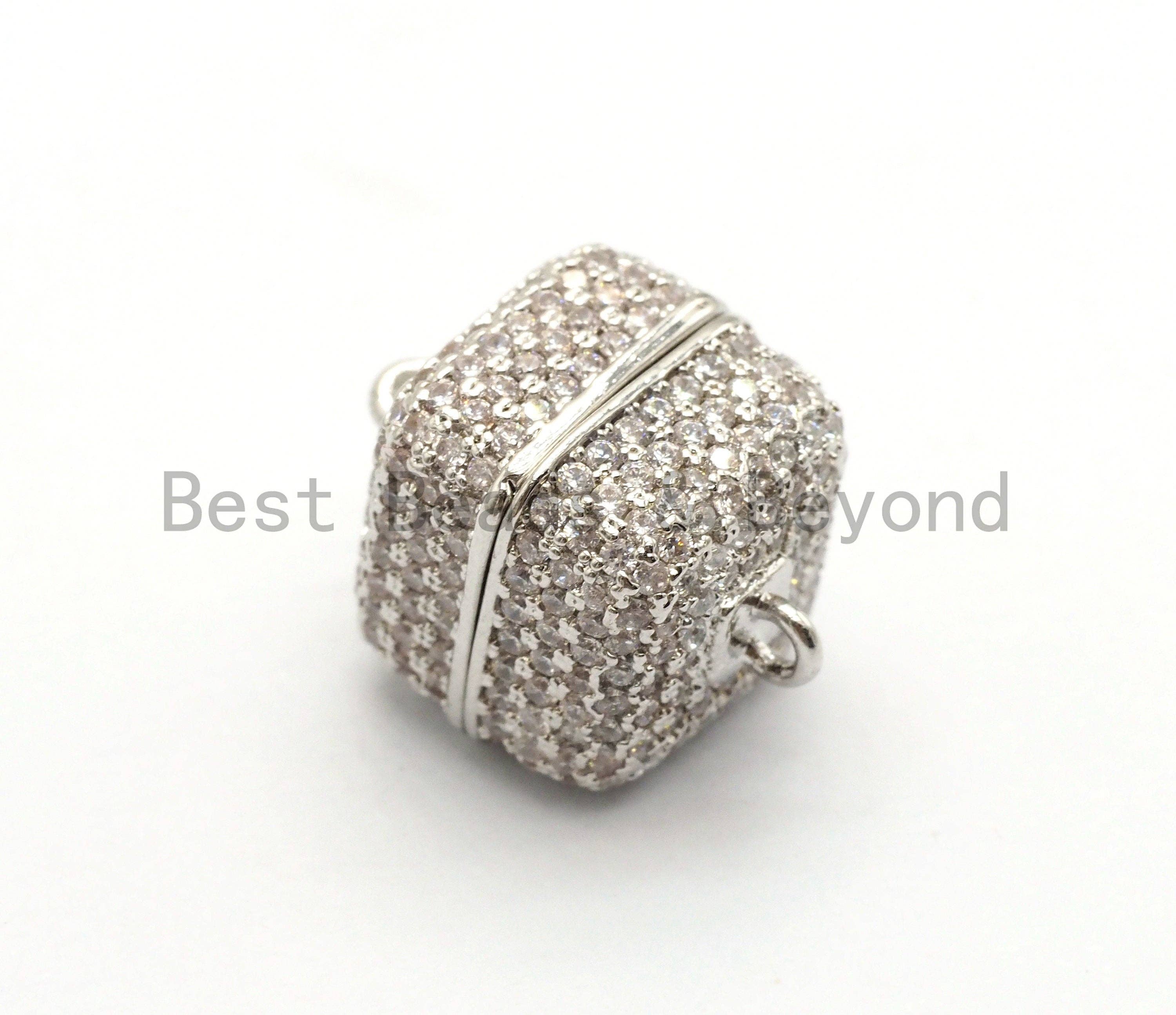 NEW STYLE 8/10/12mm CZ Micro Pave Strong Magnetic Cube Clasp, Cubic Zirconia Magnetic Clasp, Gold Rose Gold Clasp, sku#H134