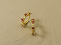Fuchsia CZ Hoop Earrings,Sku#Y615