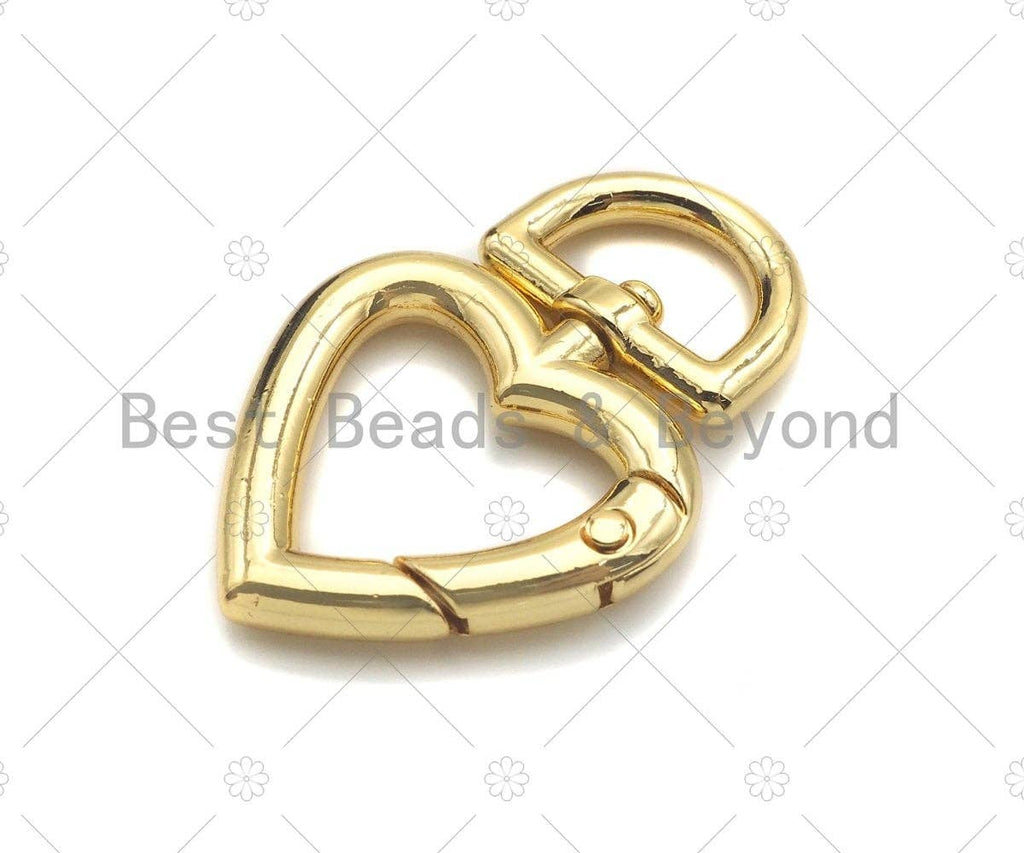 Large Spring Heart Clasp, Gold/Silver/Gunmental Heart Carabiner Clasp, Snap Clip lock, Spring Buckle for Chain Purse Key Jewelery, sku#K122