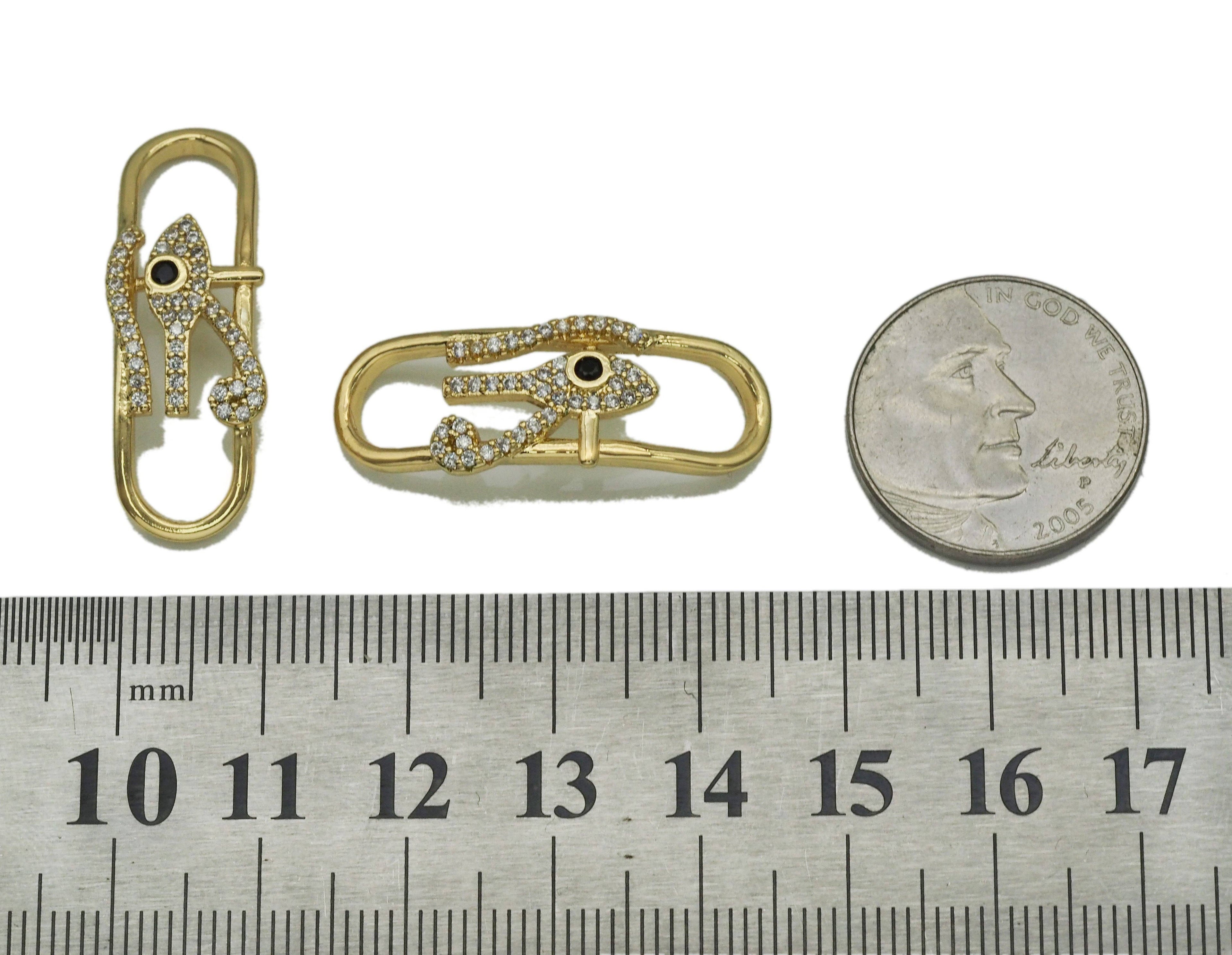 CZ Pave Fish Eye Oval link Connector Charm, Sku#LK693