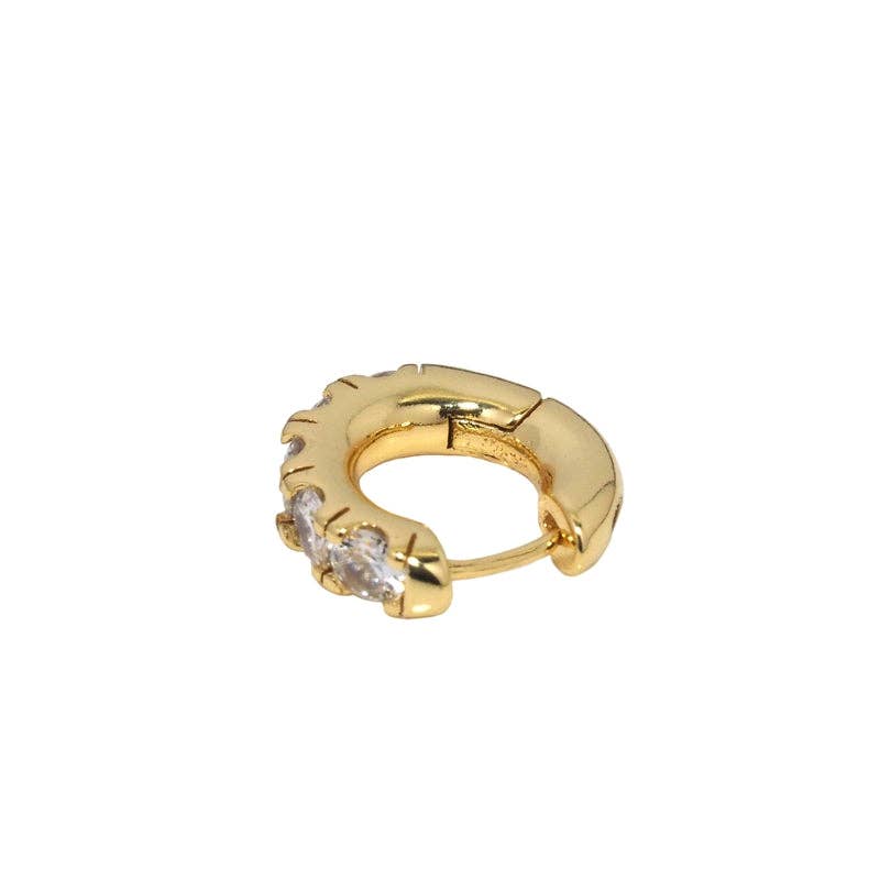 Gold Silver CZ Diamond Huggie Hoop Earrings, Sku#Y777