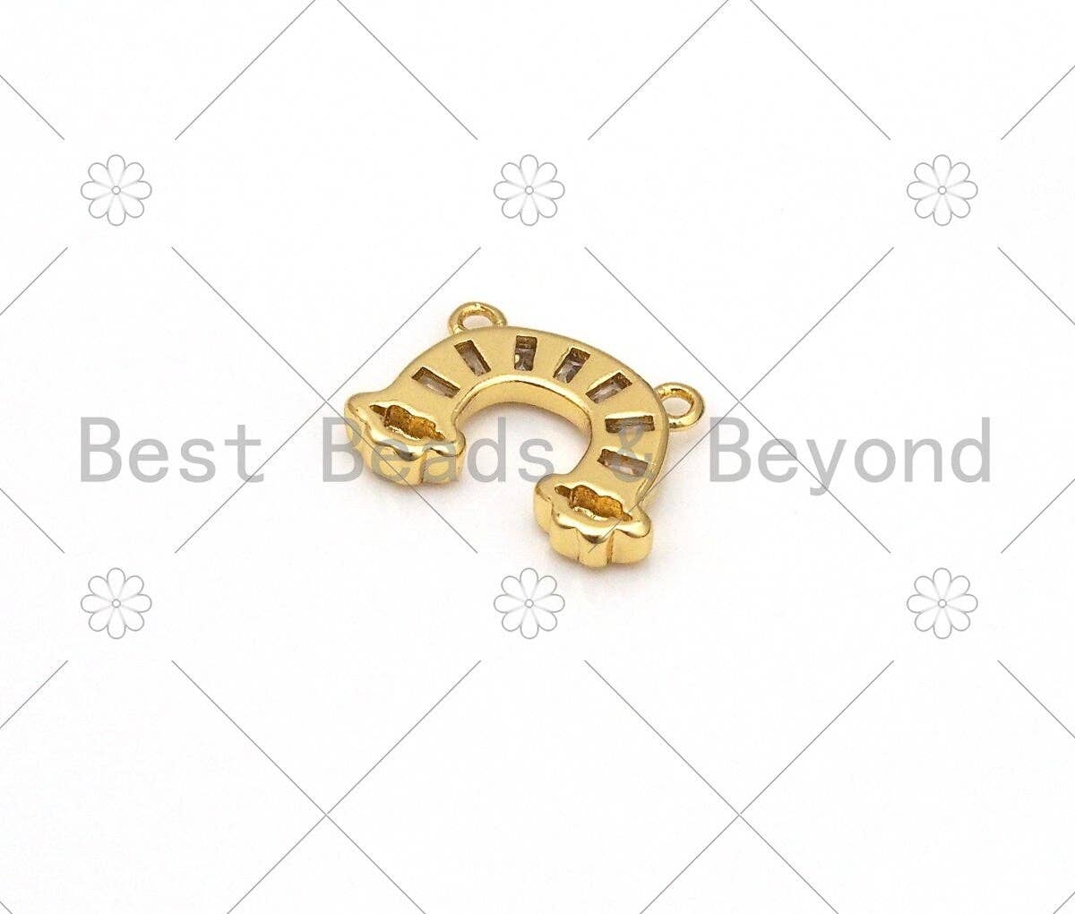 Clear CZ Micro Pave Rainbow Shape Pendant,18K Gold Filled Rainbow Charm, Necklace Bracelet Charm Pendant,13x9mm, Sku#Z1409